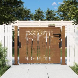 Corten acél, bambusz mintás kerti kapu 100x75 cm