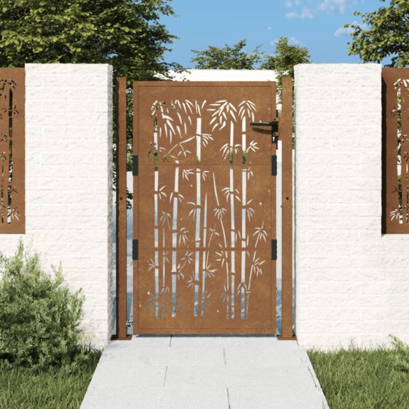 bambuszmintás corten acél kerti kapu 105 x 130 cm