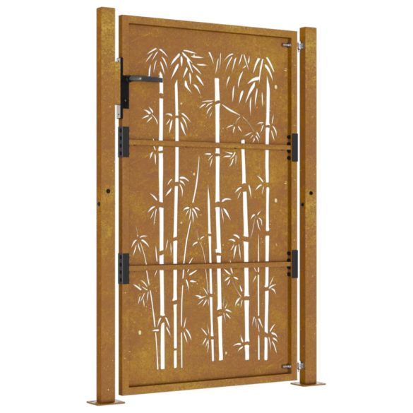 Corten acél, bambusz mintás kerti kapu 100x125 cm