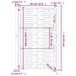 antracit színű acél kerti kapu 100x150 cm, négyzet alakú kivitelben