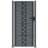 antracit színű acél kerti kapu 100x175 cm, négyzet alakú kivitelben