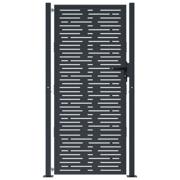 antracit színű acél kerti kapu 100x175 cm, négyzet alakú kivitelben