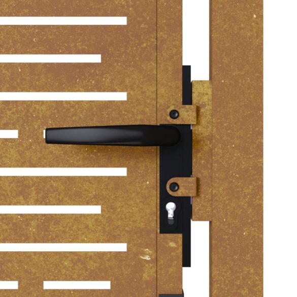 Corten acél kerti kapu 100x175 cm, négyzet alakú kivitelben