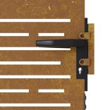 négyszögmintás corten acél kerti kapu 85 x 125 cm