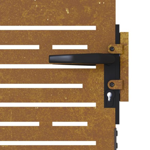 négyszögmintás corten acél kerti kapu 85 x 125 cm