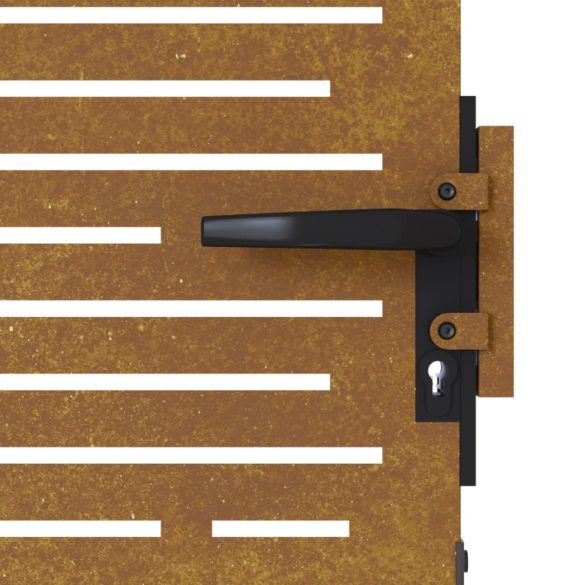 négyszögmintás corten acél kerti kapu 85 x 200 cm