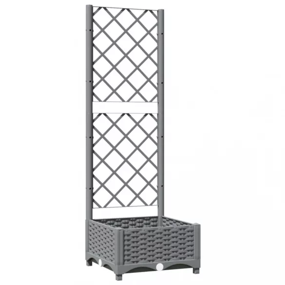 világosszürke PP rácsos kerti ültetőláda 40 x 40 x 121,5 cm