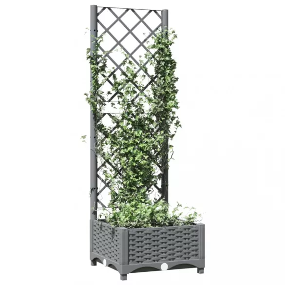 világosszürke PP rácsos kerti ültetőláda 40 x 40 x 121,5 cm