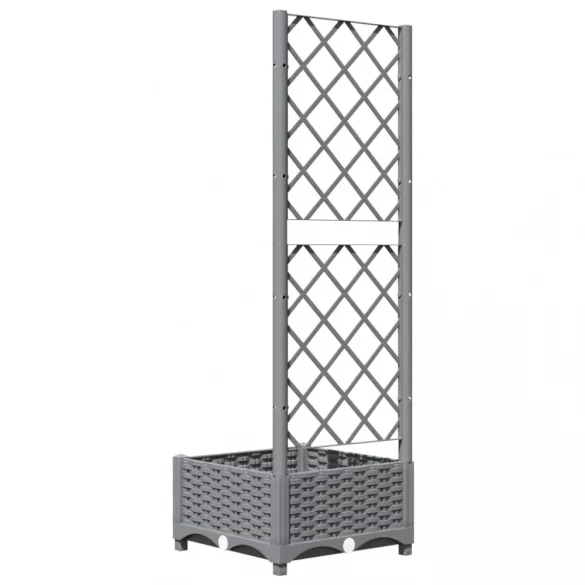 világosszürke PP rácsos kerti ültetőláda 40 x 40 x 121,5 cm