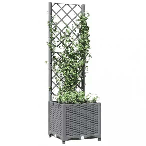 világosszürke PP rácsos kerti ültetőláda 40 x 40 x 136 cm