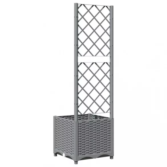 világosszürke PP rácsos kerti ültetőláda 40 x 40 x 136 cm