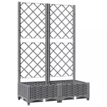 világosszürke PP rácsos kerti ültetőláda 80 x 40 x 121,5 cm
