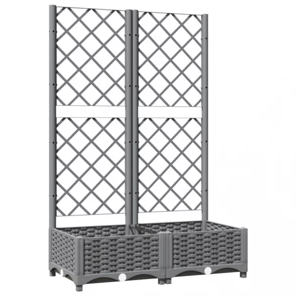 világosszürke PP rácsos kerti ültetőláda 80 x 40 x 121,5 cm