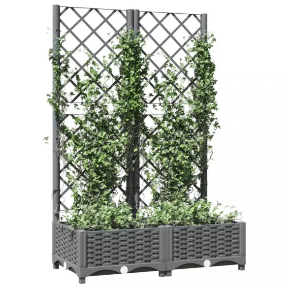 világosszürke PP rácsos kerti ültetőláda 80 x 40 x 121,5 cm