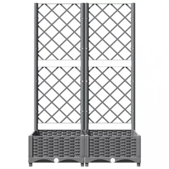 világosszürke PP rácsos kerti ültetőláda 80 x 40 x 121,5 cm
