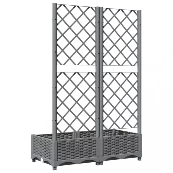 világosszürke PP rácsos kerti ültetőláda 80 x 40 x 121,5 cm