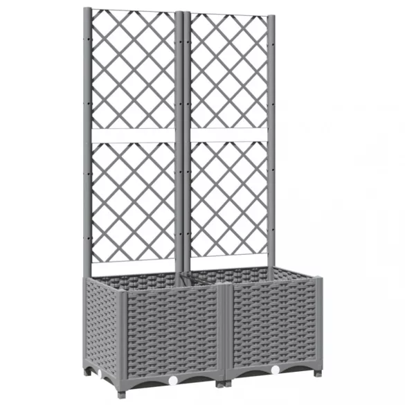világosszürke PP rácsos kerti ültetőláda 80 x 40 x 136 cm