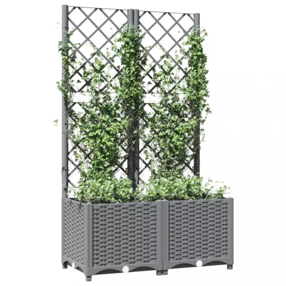 világosszürke PP rácsos kerti ültetőláda 80 x 40 x 136 cm