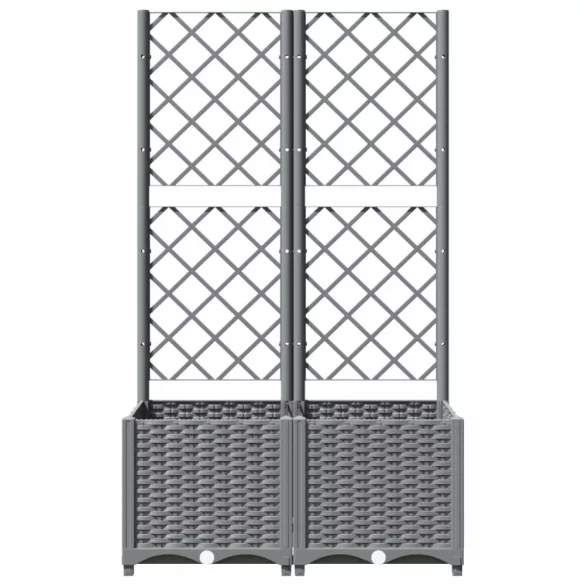 világosszürke PP rácsos kerti ültetőláda 80 x 40 x 136 cm