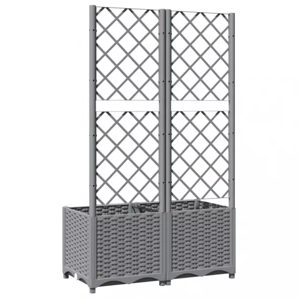világosszürke PP rácsos kerti ültetőláda 80 x 40 x 136 cm