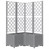 világosszürke PP rácsos kerti ültetőláda 80 x 80 x 136 cm