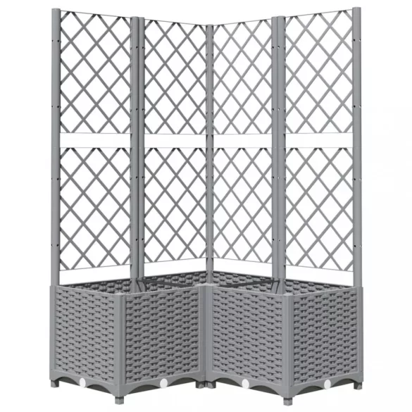 világosszürke PP rácsos kerti ültetőláda 80 x 80 x 136 cm