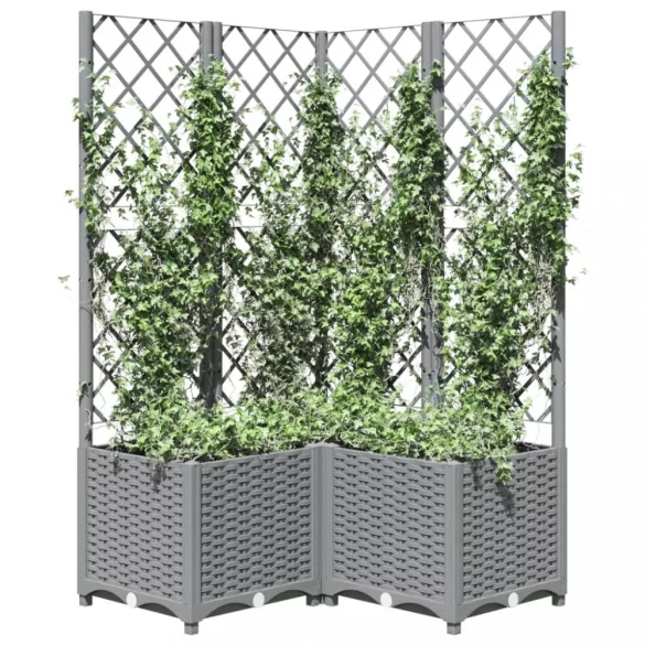 világosszürke PP rácsos kerti ültetőláda 80 x 80 x 136 cm