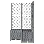 világosszürke PP rácsos kerti ültetőláda 80 x 80 x 136 cm