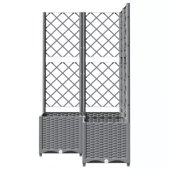 világosszürke PP rácsos kerti ültetőláda 80 x 80 x 136 cm