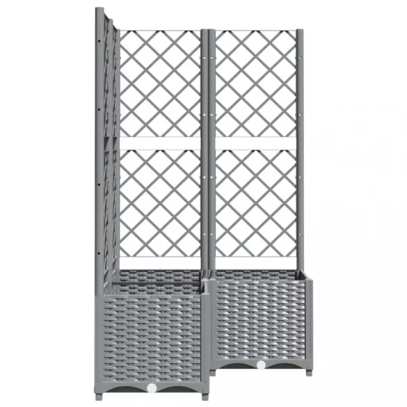 világosszürke PP rácsos kerti ültetőláda 80 x 80 x 136 cm
