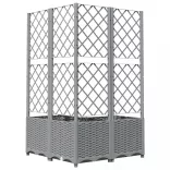 világosszürke PP rácsos kerti ültetőláda 80 x 80 x 136 cm
