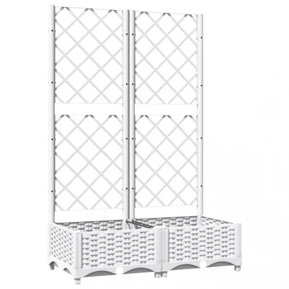 fehér polipropilén rácsos kerti ültetőláda 80 x 40 x 121,5 cm