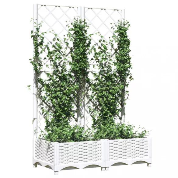 fehér polipropilén rácsos kerti ültetőláda 80 x 40 x 121,5 cm