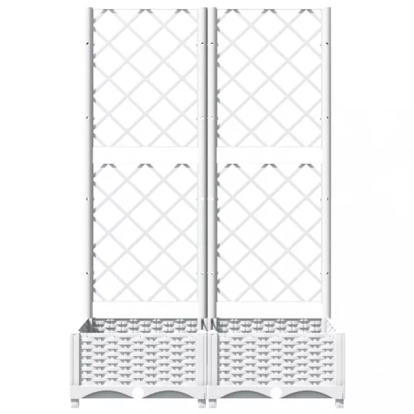 fehér polipropilén rácsos kerti ültetőláda 80 x 40 x 121,5 cm