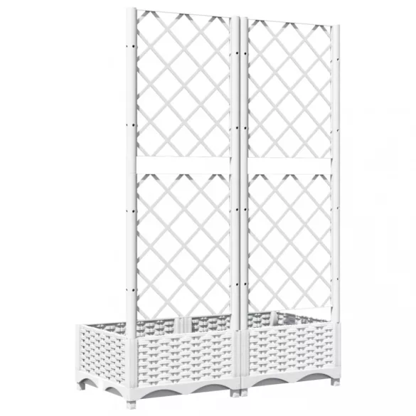 fehér polipropilén rácsos kerti ültetőláda 80 x 40 x 121,5 cm