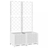 fehér PP rácsos kerti ültetőláda 80 x 40 x 136 cm