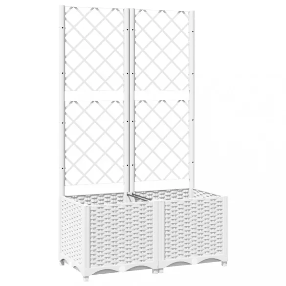 fehér PP rácsos kerti ültetőláda 80 x 40 x 136 cm