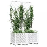 fehér PP rácsos kerti ültetőláda 80 x 40 x 136 cm