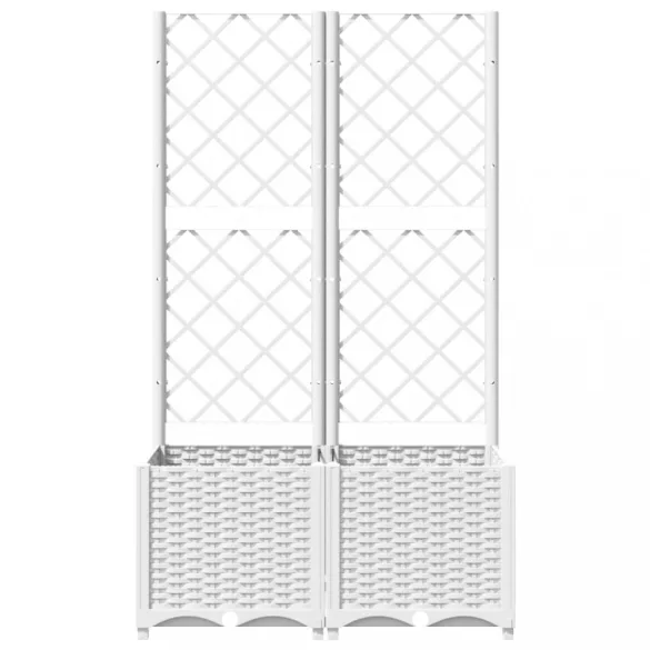 fehér PP rácsos kerti ültetőláda 80 x 40 x 136 cm