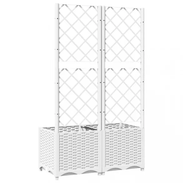 fehér PP rácsos kerti ültetőláda 80 x 40 x 136 cm