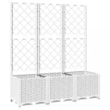 fehér polipropilén rácsos kerti ültetőláda 120 x 40 x 136 cm