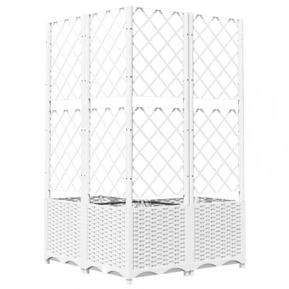 fehér polipropilén rácsos kerti ültetőláda 80 x 80 x 136 cm