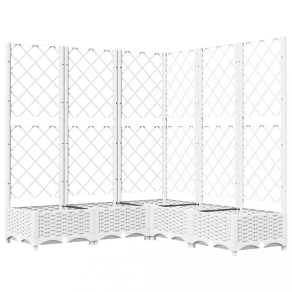fehér polipropilén rácsos kerti ültetőláda 120 x 120 x 121,5 cm