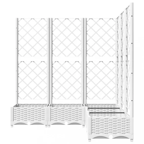 fehér polipropilén rácsos kerti ültetőláda 120 x 120 x 121,5 cm