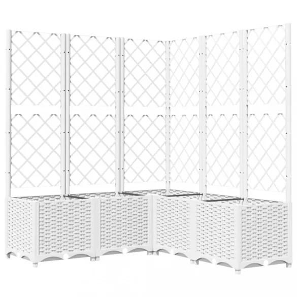 fehér polipropilén rácsos kerti ültetőláda 120 x 120 x 136 cm