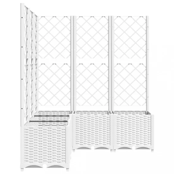 fehér polipropilén rácsos kerti ültetőláda 120 x 120 x 136 cm
