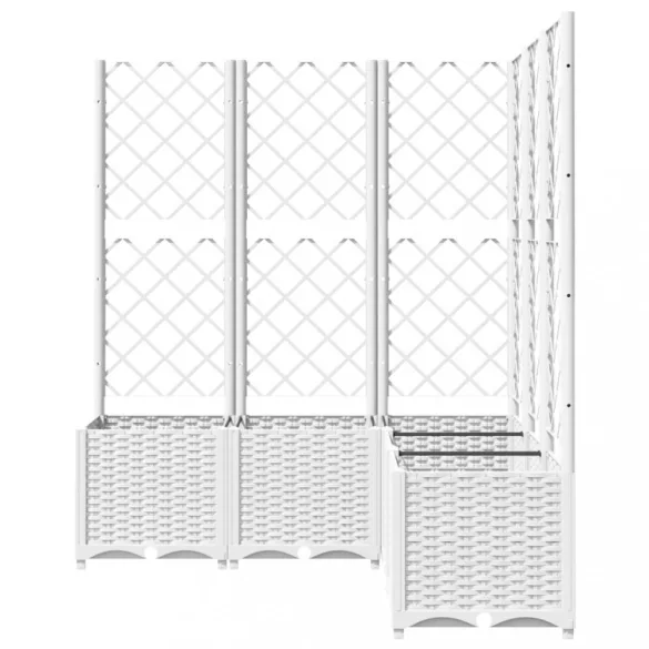 fehér polipropilén rácsos kerti ültetőláda 120 x 120 x 136 cm