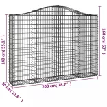 íves horganyzott vas gabion kosár 200x30x140/160 cm