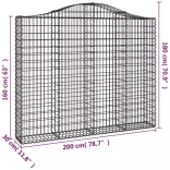 íves horganyzott vas gabion kosár 200x30x160/180 cm