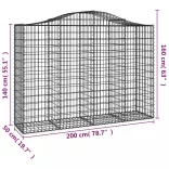 íves horganyzott vas gabion kosár 200x50x140/160 cm